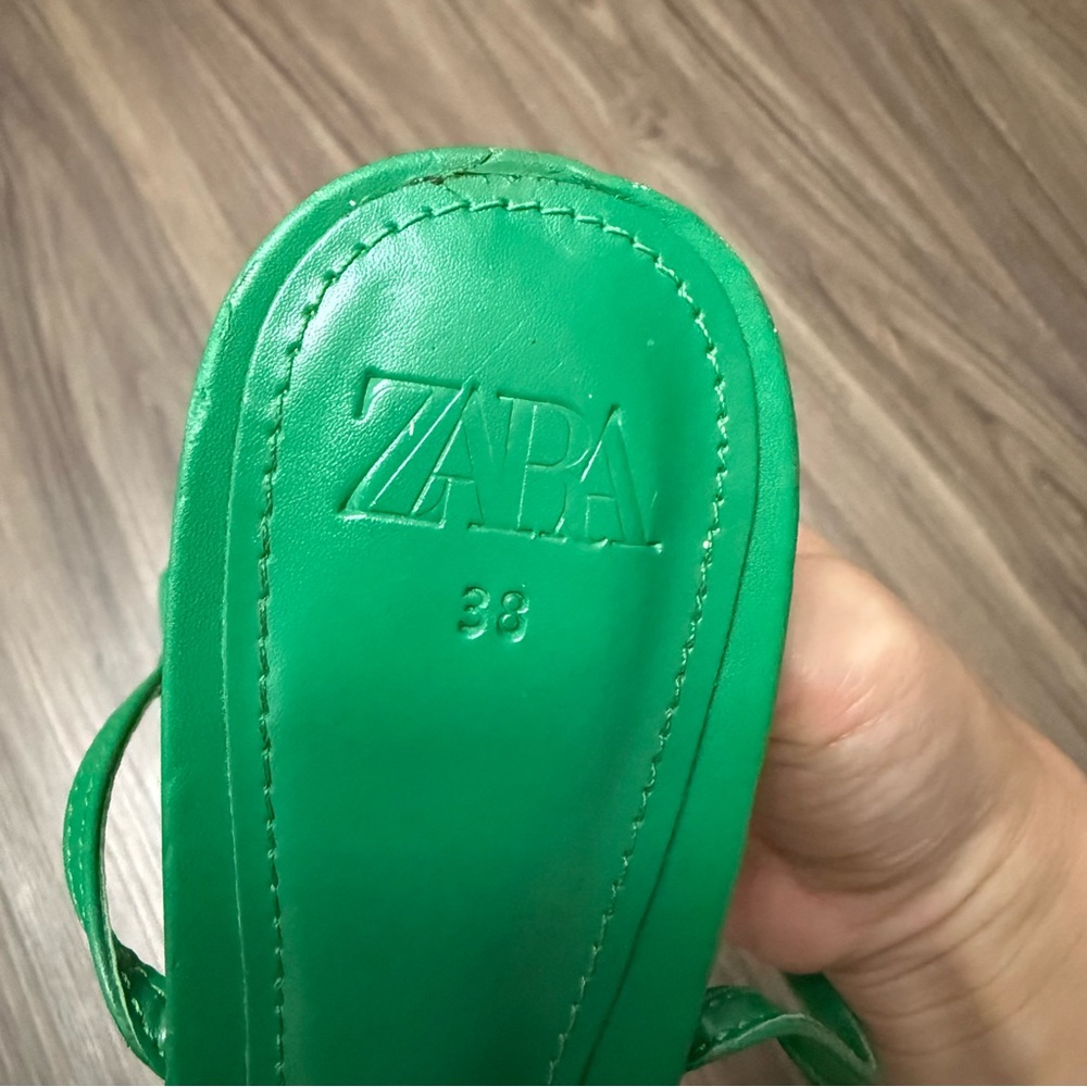 Zara Green Kelly Sandals women sz 38/8 - Picture 2 of 8